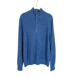 Banana Republic Merino Wool Half-Zip Button Mock Neck Sweater Blue Men's M